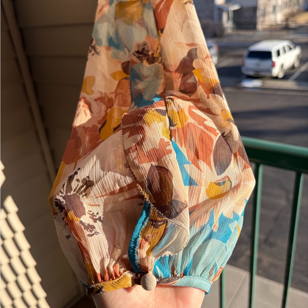 🆕 Lauren Ralph Lauren Floral Blouse Size Large Boho Sheer Multicolor Top Style - Picture 12 of 17